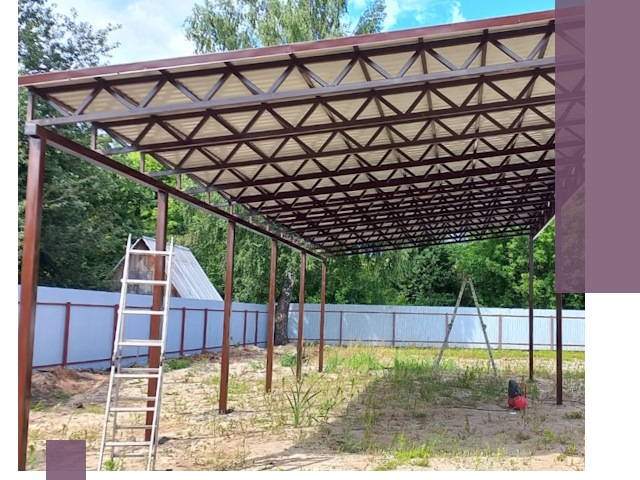 Односкатные навесы под ключ в Красноярске — изготовление и монтаж