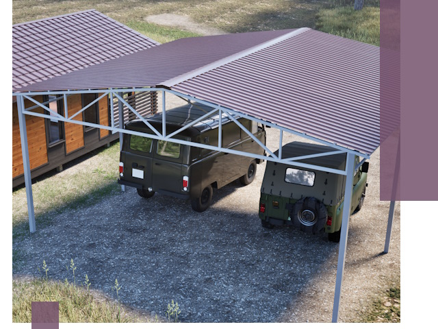 Двускатные навесы под ключ в Красноярске — изготовление и монтаж